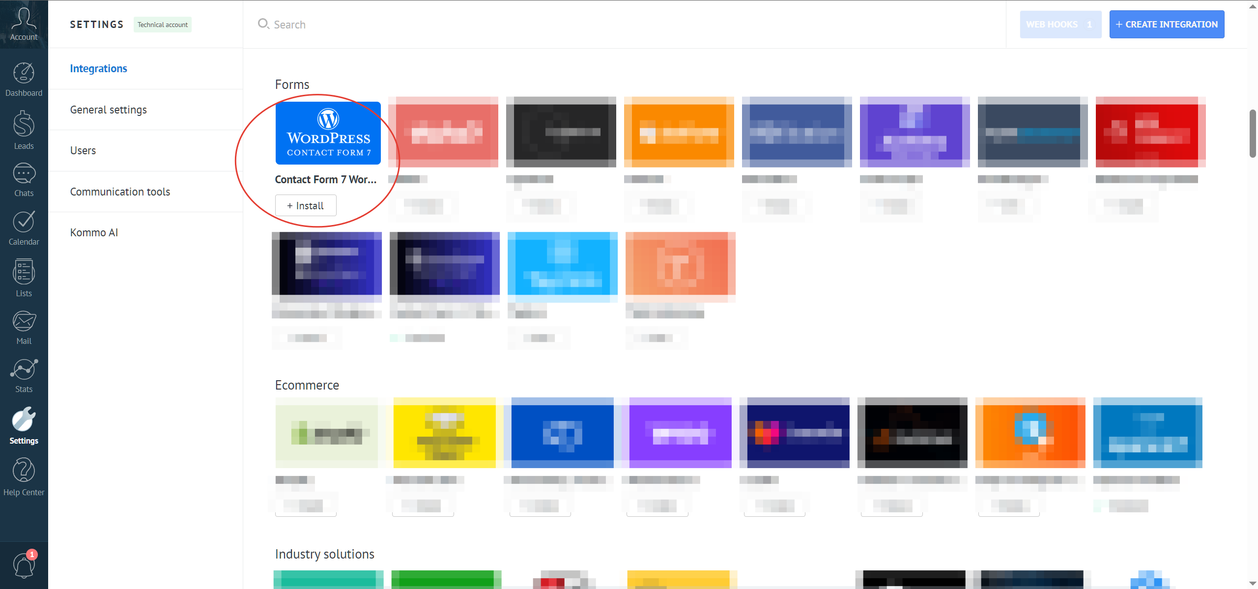 Contact Form 7 Wordpress integration with the Kommo