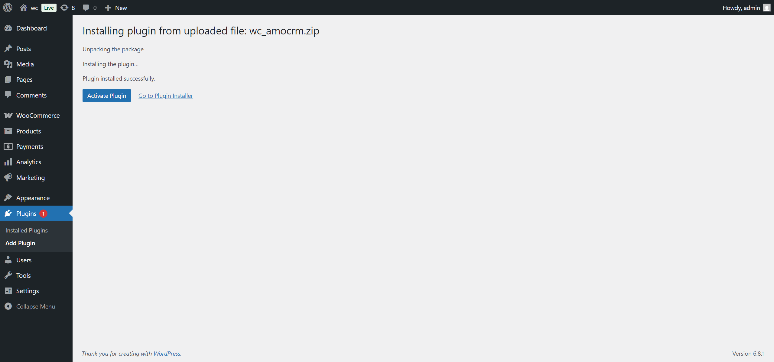 Woocommerce Wordpress integration with the Kommo